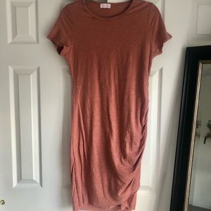 Pink Lily Salmon Ruched Dress